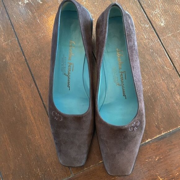 𝅺salvatore Ferragamo boutique vintage 90s brown suede loafers size 7 - Picture 6 of 9